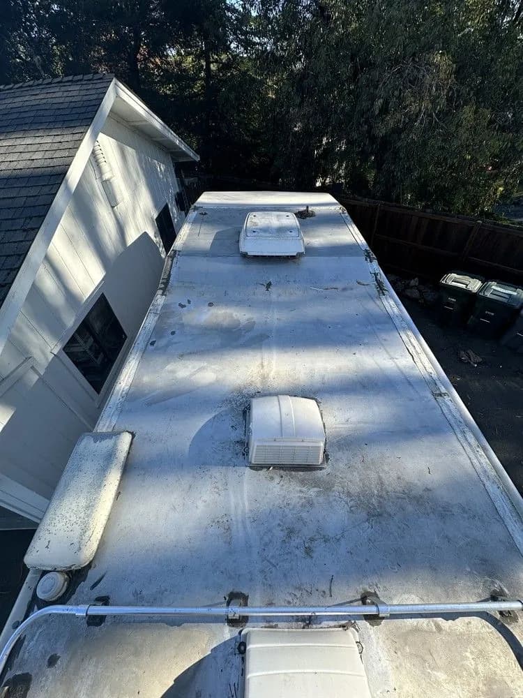 Before — Roof Recoating and Resealing1986 Jamboree 28 feet RV